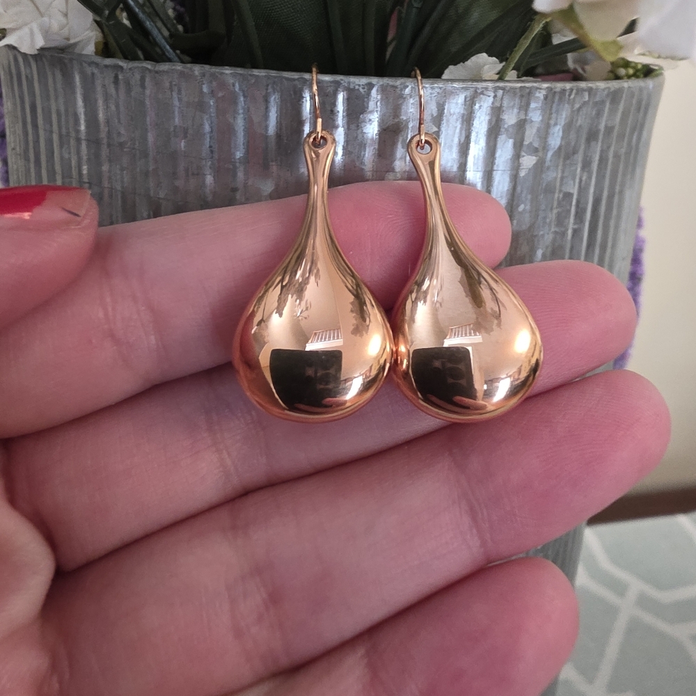 14kt Electroform Milor Rose Gold Teardrop Dangle Earrings